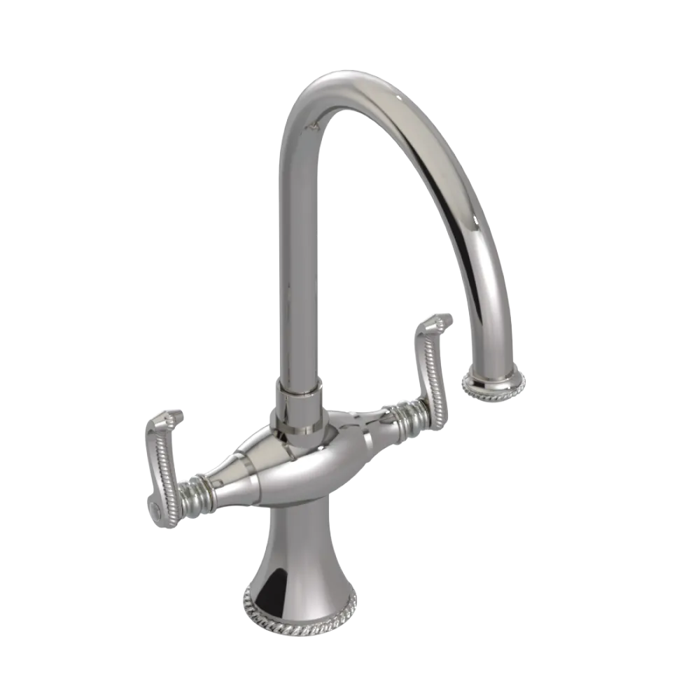 Rubinet Two Handle Single Hole Kitchen Set Polished Nickel