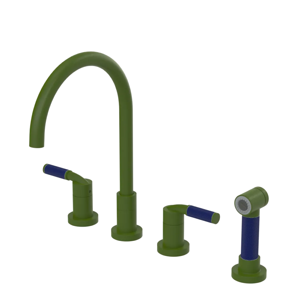 Rubinet Widespread Kitchen Set with Hand Spray Green Envy