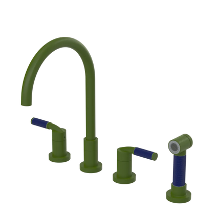 Rubinet Widespread Kitchen Set with Hand Spray Green Envy
