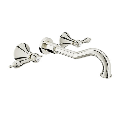 Baril Two handles wall-mounted lavatory faucet, drain not included