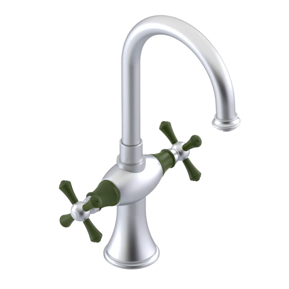 Rubinet Single Hole Dual Handle Lav. Set. (less drain) Satin Chrome