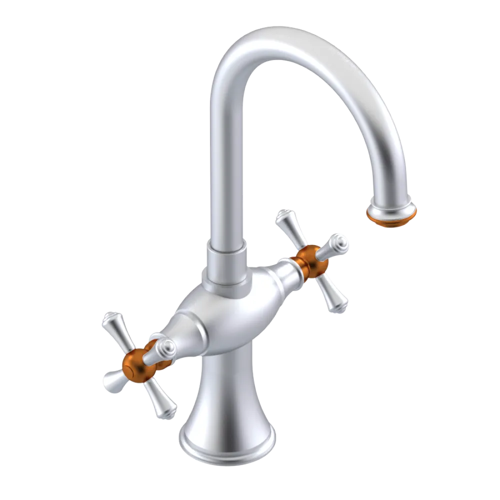 Rubinet Single Hole Dual Handle Lav. Set. (less drain) Satin Chrome