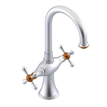 Rubinet Single Hole Dual Handle Lav. Set. (less drain) Satin Chrome