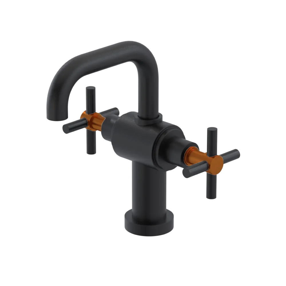 Rubinet Single Hole Dual Handle Lav. Set. (less drain) Matt Black