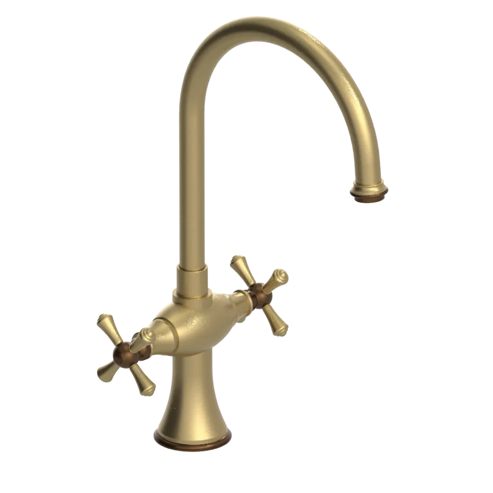 Rubinet Two Handle Single Hole Kitchen Set Satin Brass