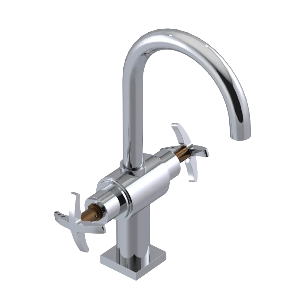 Rubinet Single Hole Dual Handle Lav. Set. (less drain) Chrome