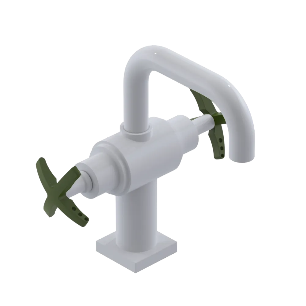 Rubinet Single Hole Dual Handle Lav. Set. with Genesis spout (less drain) White
