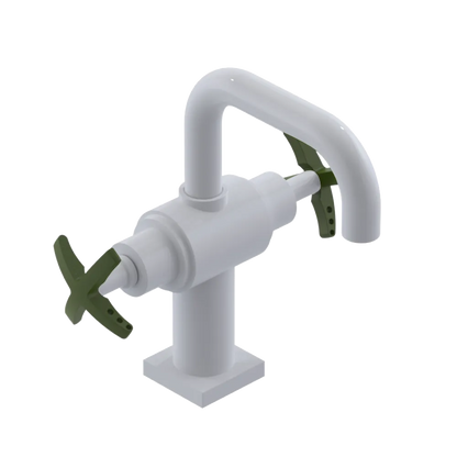 Rubinet Single Hole Dual Handle Lav. Set. with Genesis spout (less drain) White