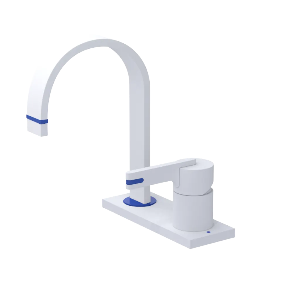 Rubinet 4" Centre Single Control Lav. Set (less drain) Matt White