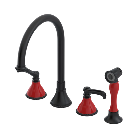Rubinet Widespread Kitchen Set with Hand Spray Matt Black