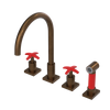 Rubinet Widespread Kitchen Set with Hand Spray Tuscan Brass