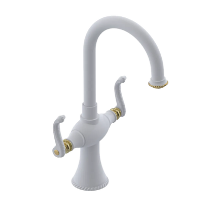 Rubinet Single Hole Dual Handle Lav. Set. (less drain) Matt White
