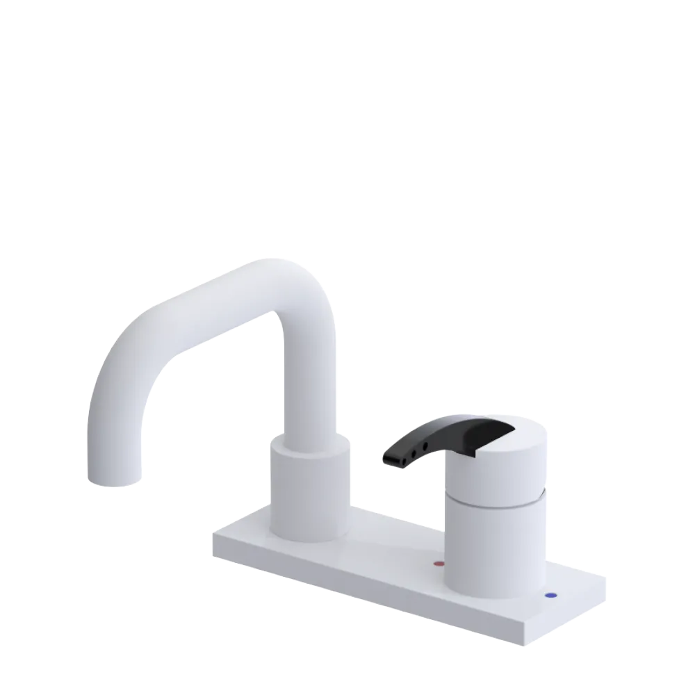 Rubinet 4" Centre Single Control Lav. Set. with Genesis spout (less drain) Matt White