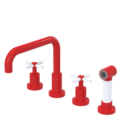 Rubinet Widespread Kitchen Set with Hand Spray Red