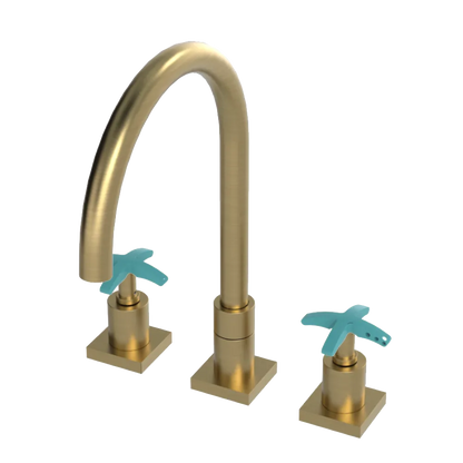 Rubinet Widespread Kitchen Set Satin Brass