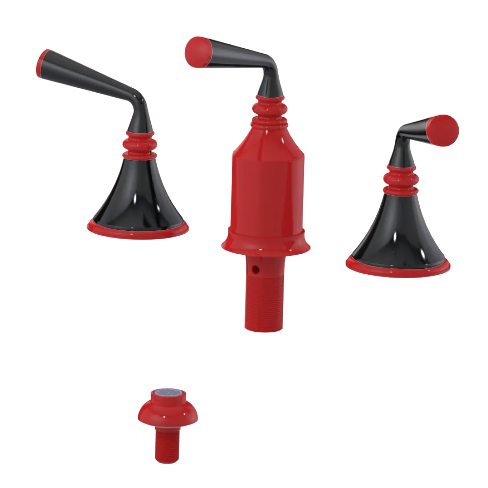 Rubinet Bidet Fitting with Spray, Diverter, and Vacum Breaker (Less Drain) Red