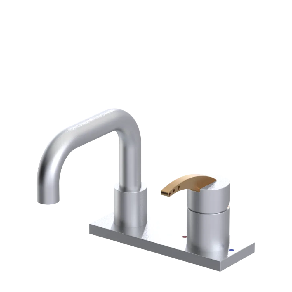 Rubinet 4" Centre Single Control Lav. Set. with Genesis spout (less drain) Satin Chrome