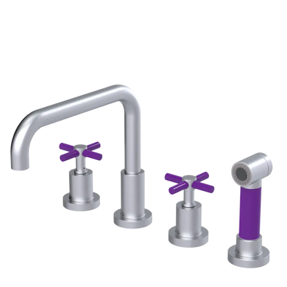 Rubinet Widespread Kitchen Set with Hand Spray Satin Chrome
