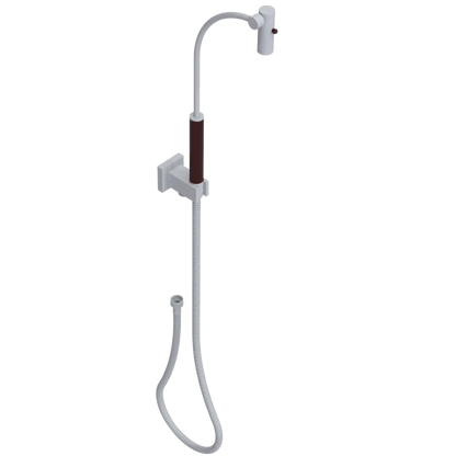 Rubinet Hand Held Shower Bidet with Extended Reach & Dual Function Spray Including Wall Bracket with Supply & Hose (Square) Matt White
