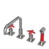 Rubinet Widespread Kitchen Set with Genesis Spout with Hand Spray Polished Nickel