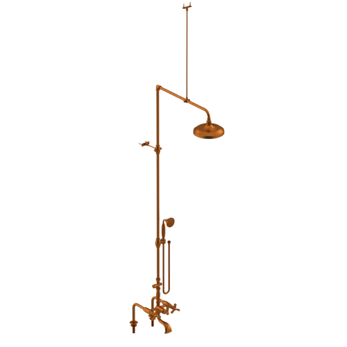 Rubinet Deck Mount Tub & Shower with Hand Held Shower Antique Copper Matt