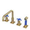 Rubinet Widespread Kitchen Set with Genesis Spout with Hand Spray Satin Brass