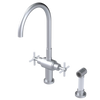 Rubinet Two Handle Single Hole Kitchen Set with LaSalle Spout with Hand Spray Satin Chrome