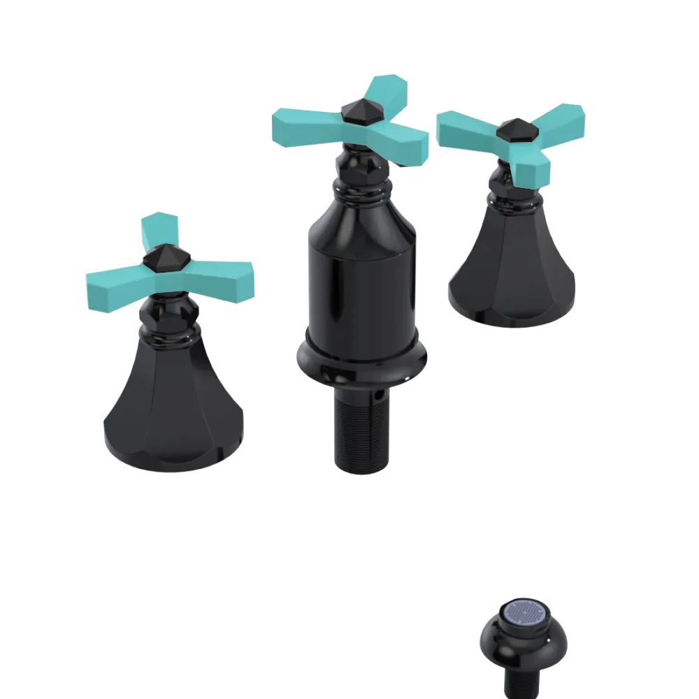 Rubinet Bidet Fitting with Spray, Diverter, and Vacum Breaker (Less Drain) Black