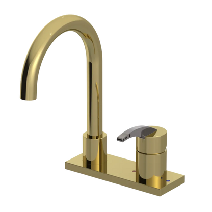 Rubinet 4" Centre Single Control Lav. Set. (less drain) Natural Brass