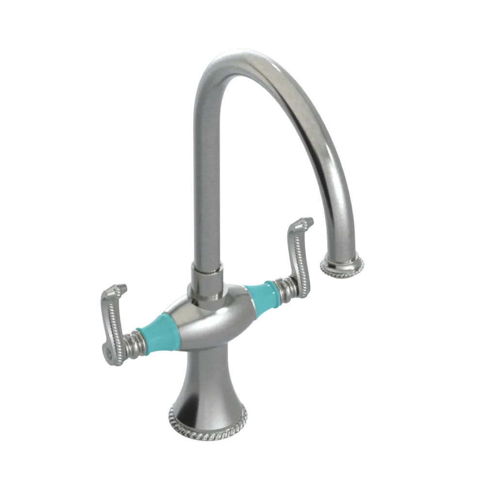 Rubinet Two Handle Single Hole Kitchen Set Satin Nickel