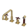Rubinet Widespread Kitchen Set with Genesis Spout with Hand Spray Satin Gold
