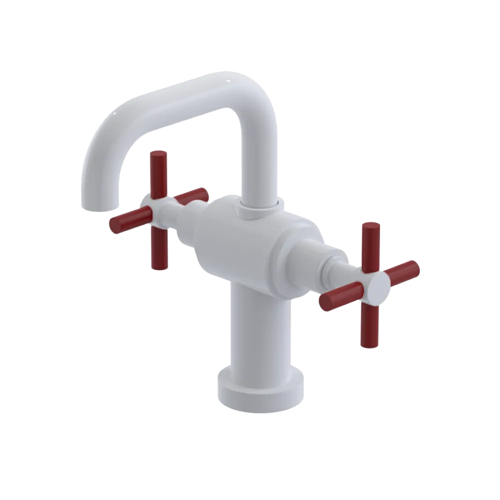Rubinet Single Hole Dual Handle Lav. Set. (less drain) White