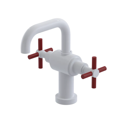 Rubinet Single Hole Dual Handle Lav. Set. (less drain) White