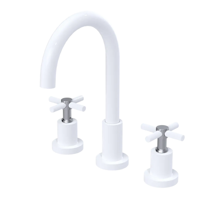 Rubinet Widespread Kitchen Set with LaSalle Spout White