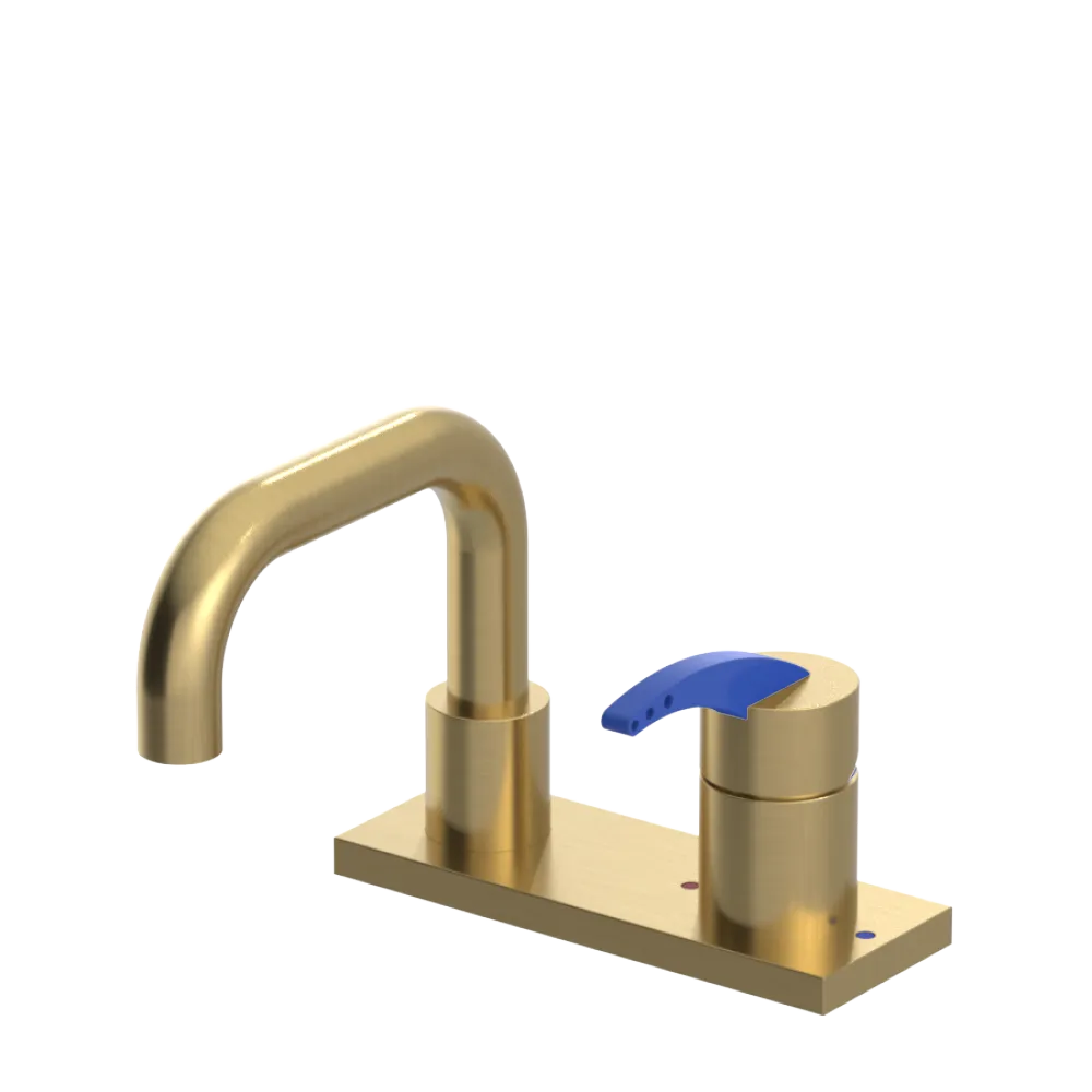 Rubinet 4" Centre Single Control Lav. Set. with Genesis spout (less drain) Satin Brass