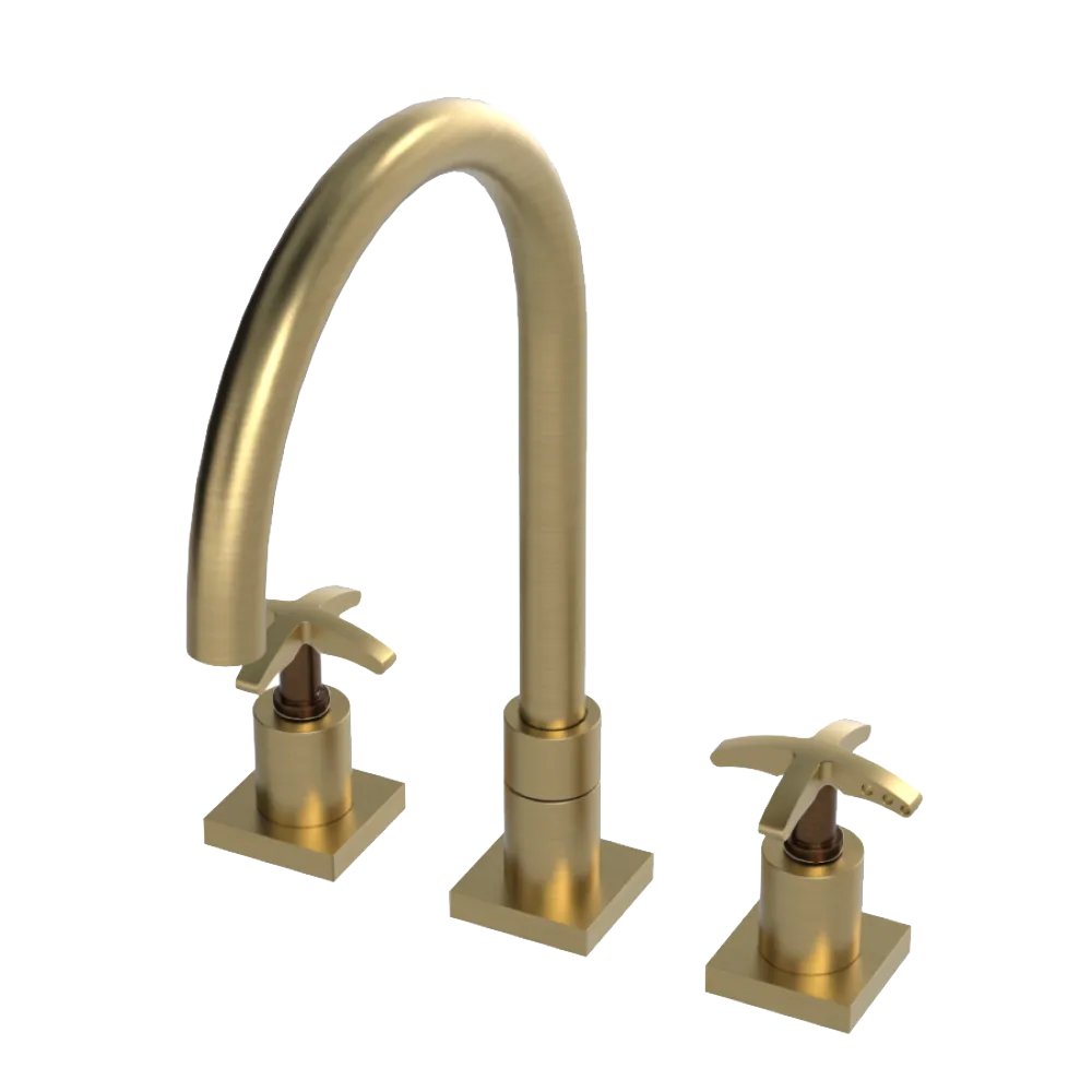 Rubinet Widespread Kitchen Set Satin Brass
