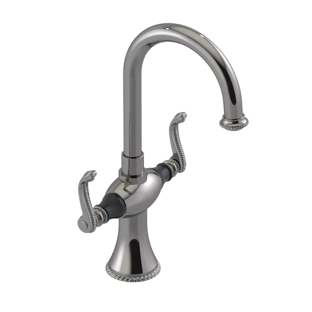 Rubinet Single Hole Dual Handle Lav. Set. (less drain) Polished Nickel