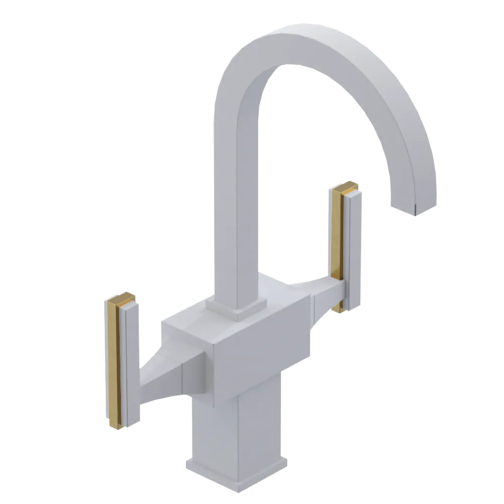 Rubinet Single Hole Dual Handle Lav. Set. (less drain) Matt White