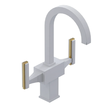 Rubinet Single Hole Dual Handle Lav. Set. (less drain) Matt White