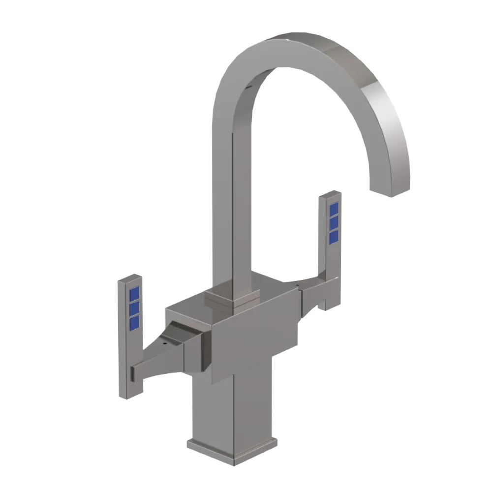 Rubinet Single Hole Dual Handle Lav. Set. (less drain) Polished Nickel