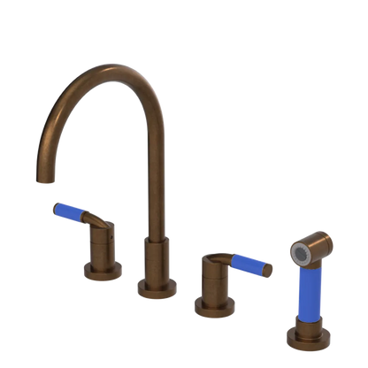Rubinet Widespread Kitchen Set with Hand Spray Tuscan Brass