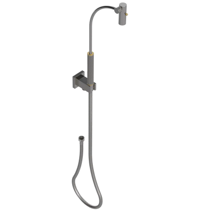 Rubinet Hand Held Shower Bidet with Extended Reach & Dual Function Spray Including Wall Bracket with Supply & Hose (Square) Polished Nickel