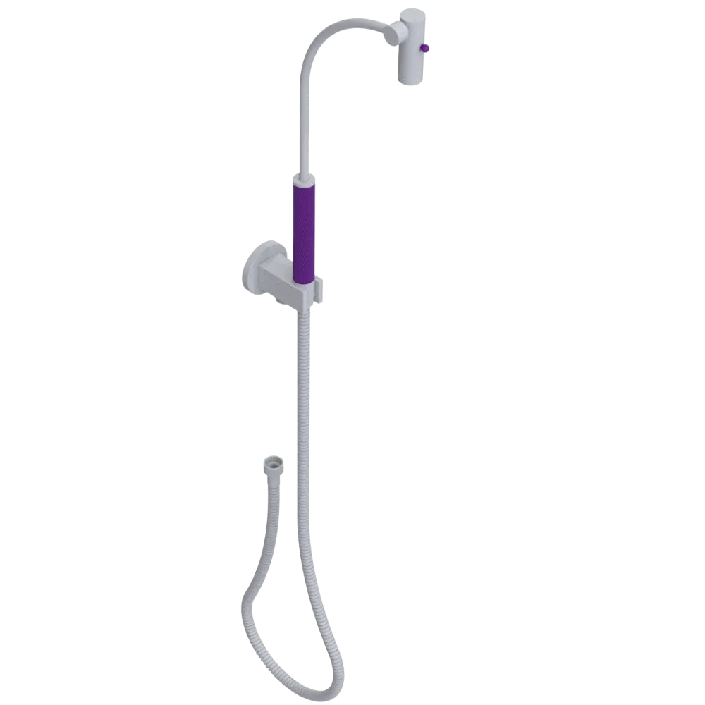 Rubinet Hand Held Shower Bidet with Extended Reach & Dual Function Spray Including Wall Bracket with Supply & Hose (Round) Matt White