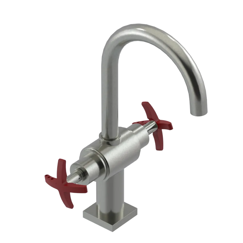 Rubinet Single Hole Dual Handle Lav. Set. (less drain) Satin Nickel