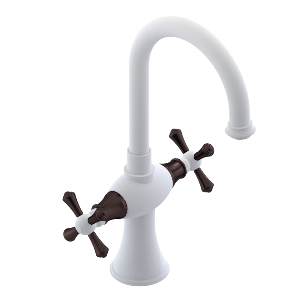 Rubinet Single Hole Dual Handle Lav. Set. (less drain) Matt White