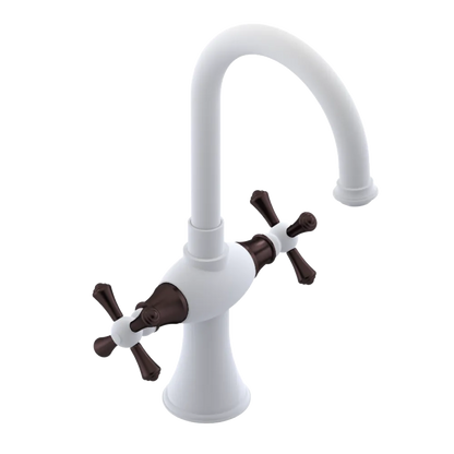 Rubinet Single Hole Dual Handle Lav. Set. (less drain) Matt White