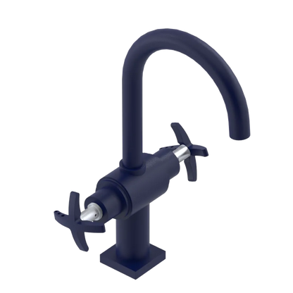 Rubinet Single Hole Dual Handle Lav. Set. (less drain) Midnight Blue