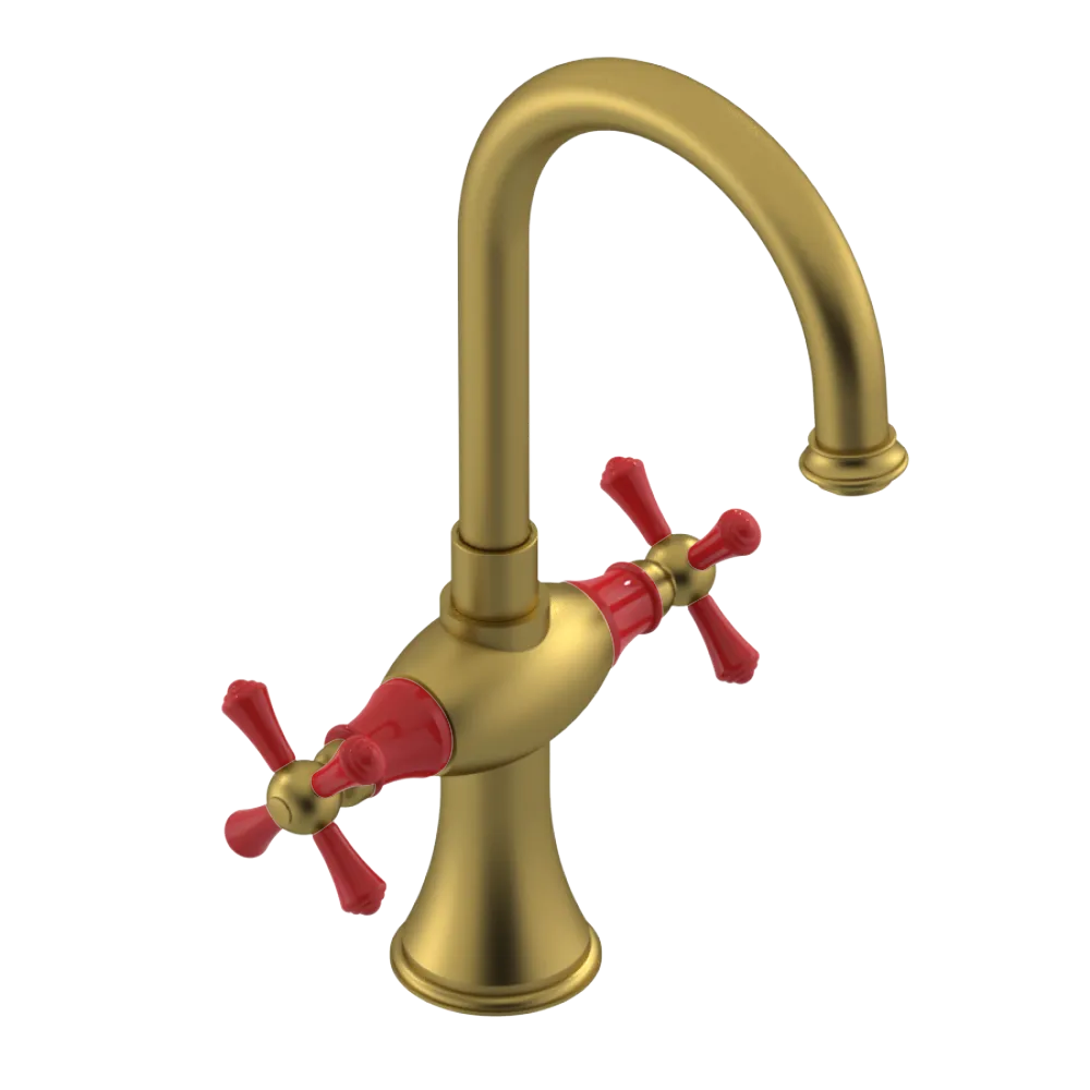 Rubinet Single Hole Dual Handle Lav. Set. (less drain) Antique Brass Matt
