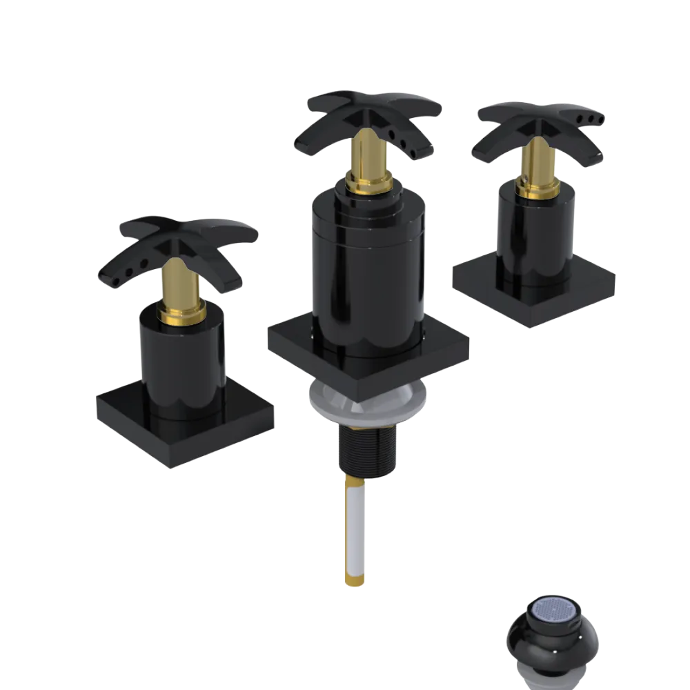 Rubinet Bidet Fitting with Spray, Diverter, and Vacuum Breaker (less drain) Black
