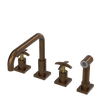 Rubinet Widespread Kitchen Set with Genesis Spout with Hand Spray Tuscan Brass